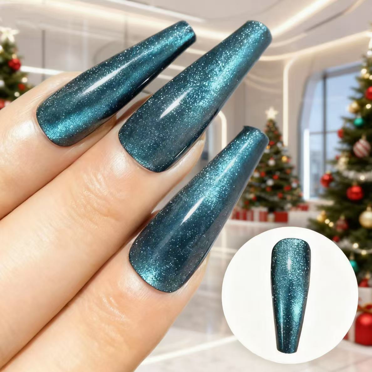 Turquoise Glitz Blue Nails