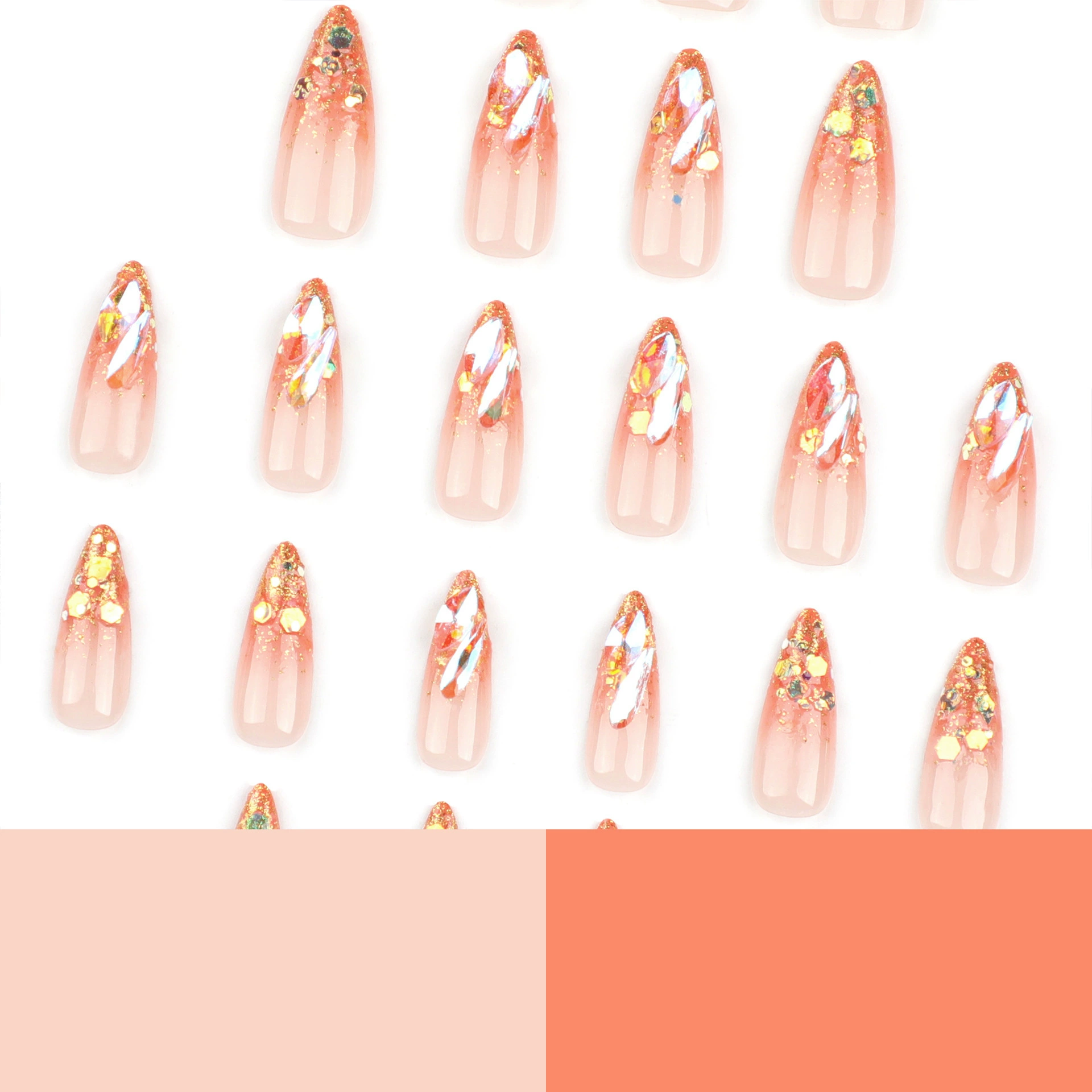 Orange Opulence Gold Nails