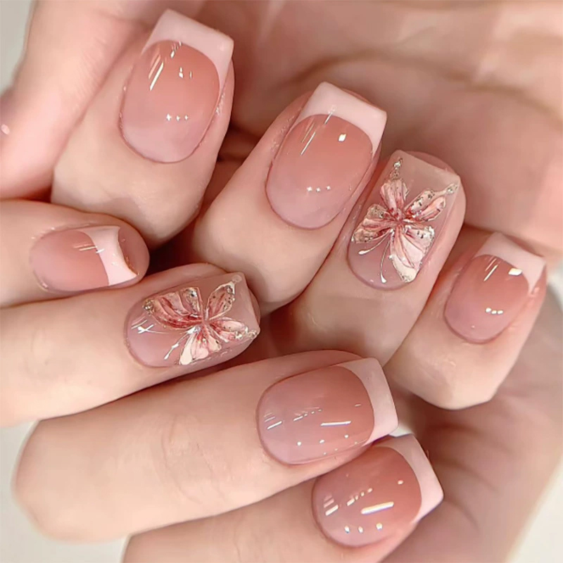 Crystal Flutter Pink Nails