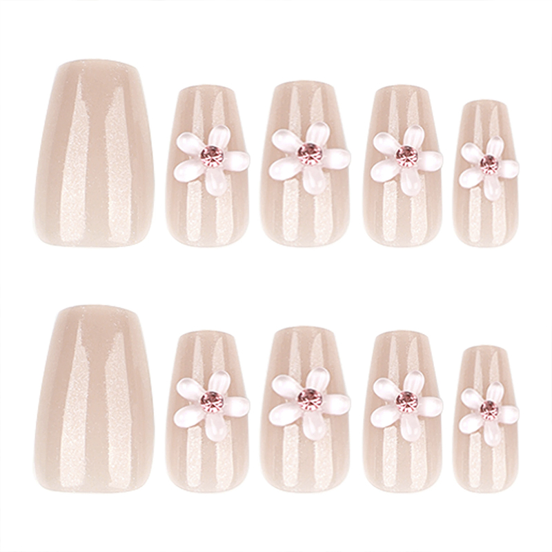 Glassy Petals Pink Nails
