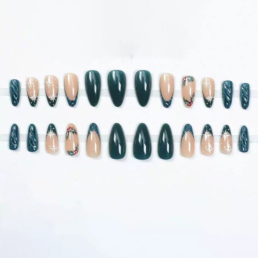 Snowy Pines Green Nails