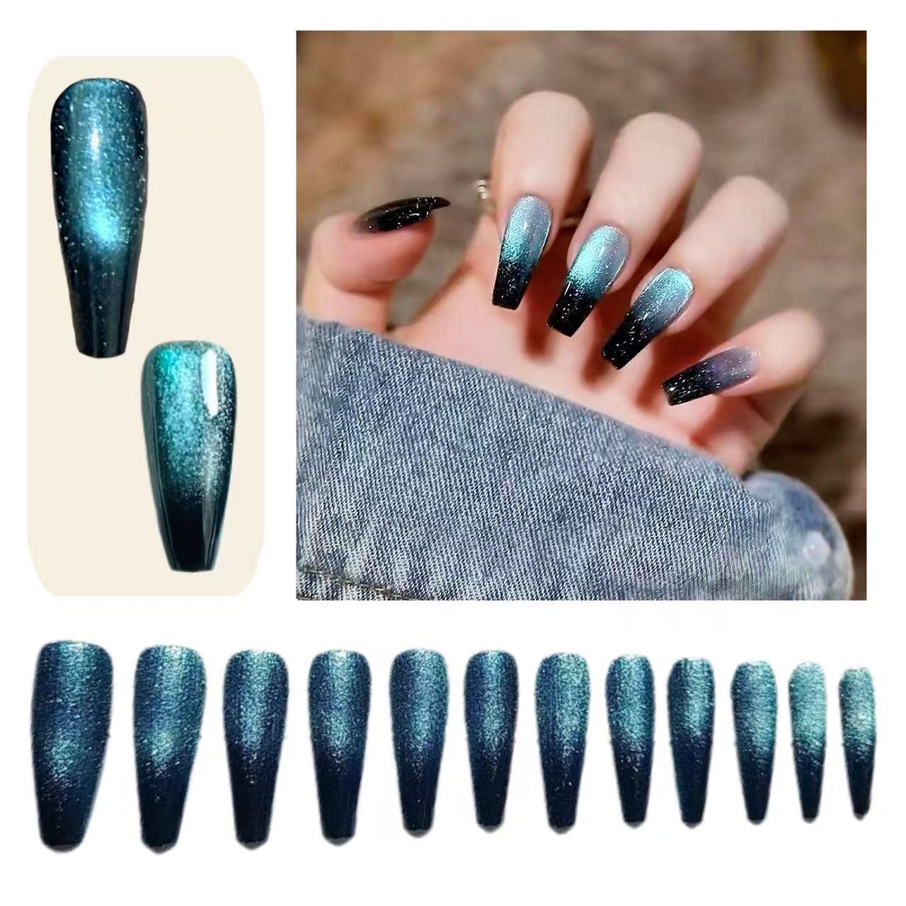 Turquoise Glitz Blue Nails