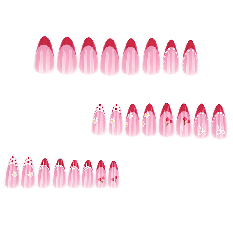 Vintage Ribbon Pink Nails