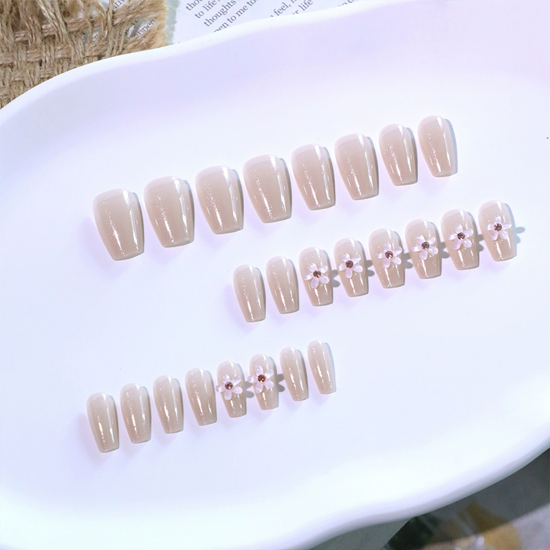 Glassy Petals Pink Nails