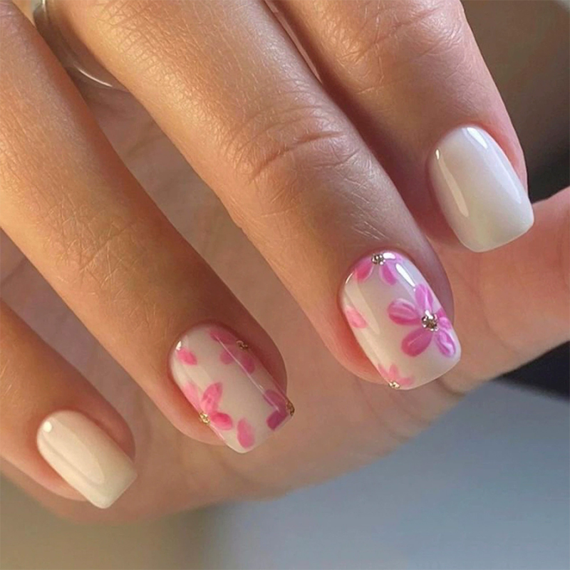 Ivory Bloom Pink Nails