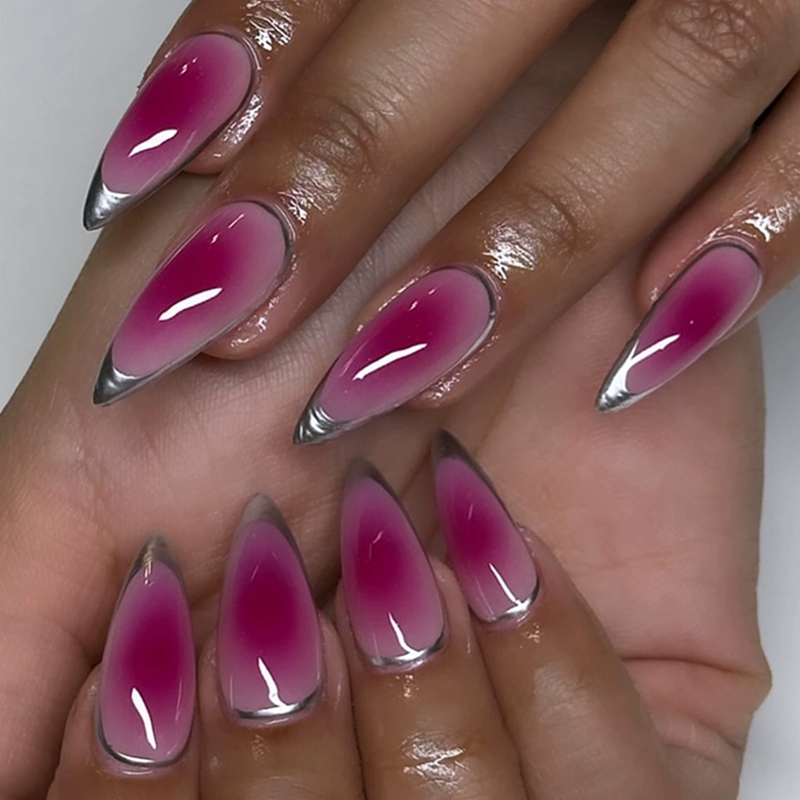 Silver Flow Pink Nails