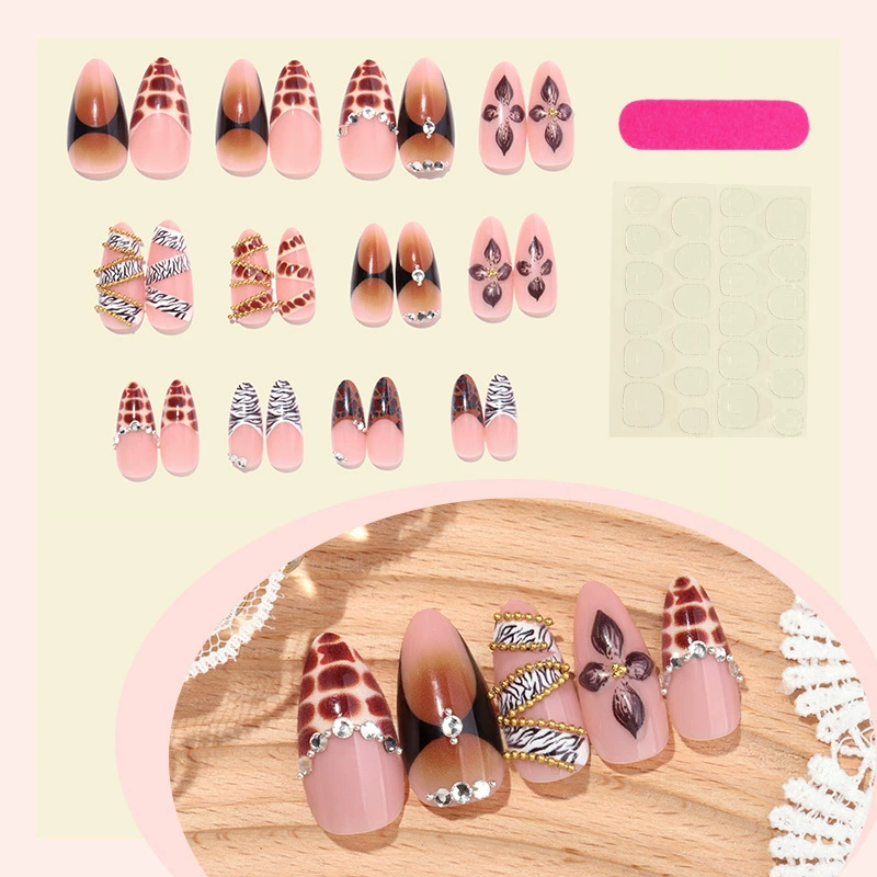 Leopard Glitz Brown Nails