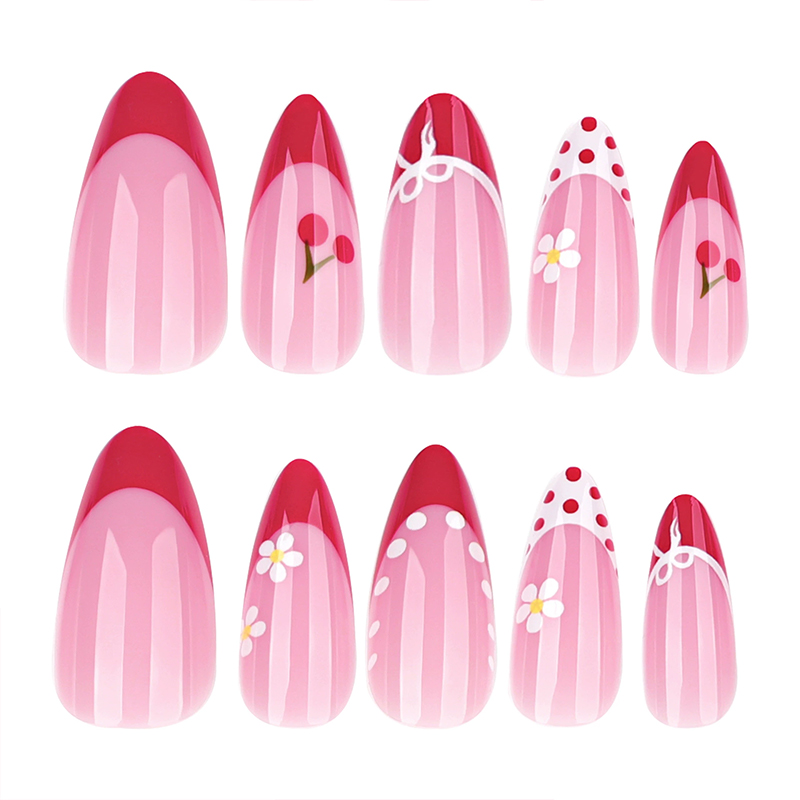 Vintage Ribbon Pink Nails