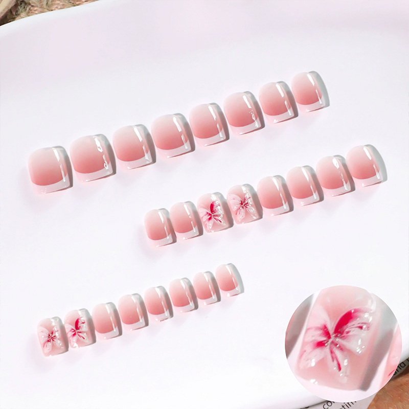 Crystal Flutter Pink Nails