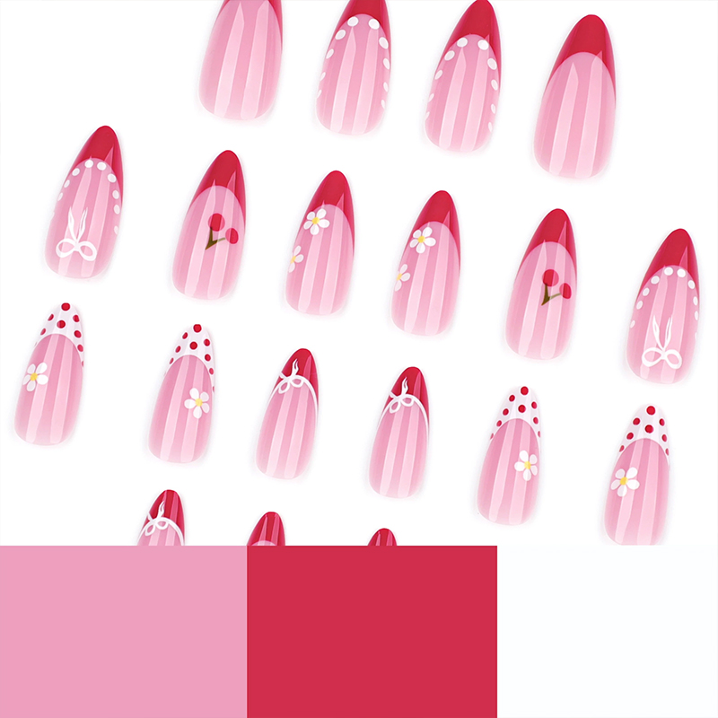 Vintage Ribbon Pink Nails