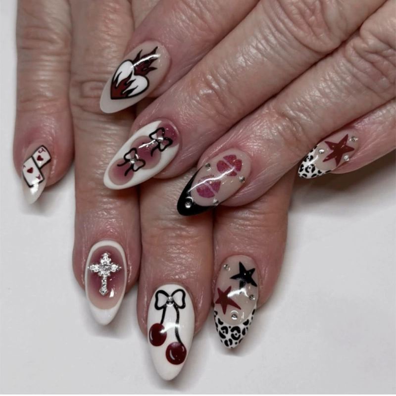 Cherry Casino Multicolor Nails