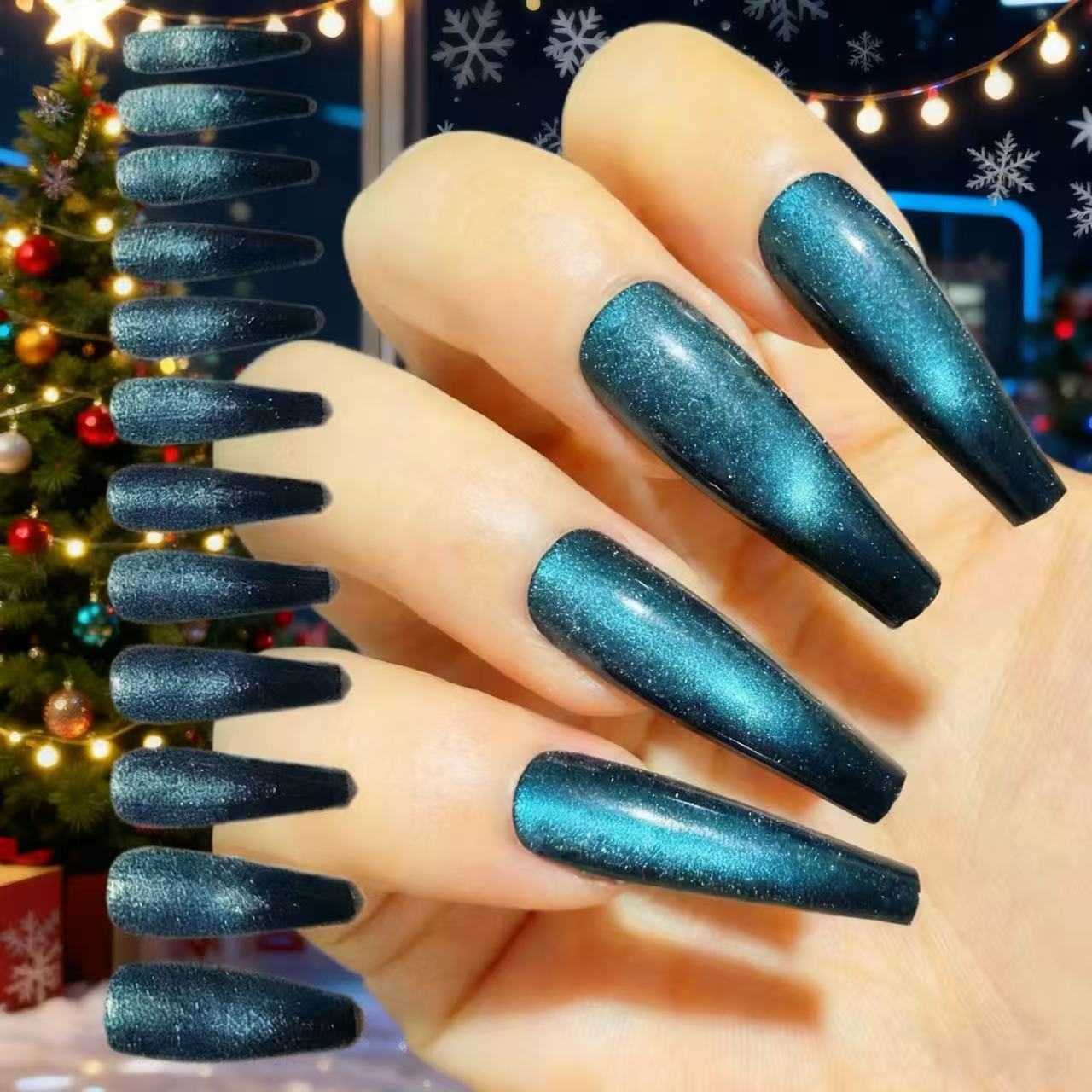 Turquoise Glitz Blue Nails