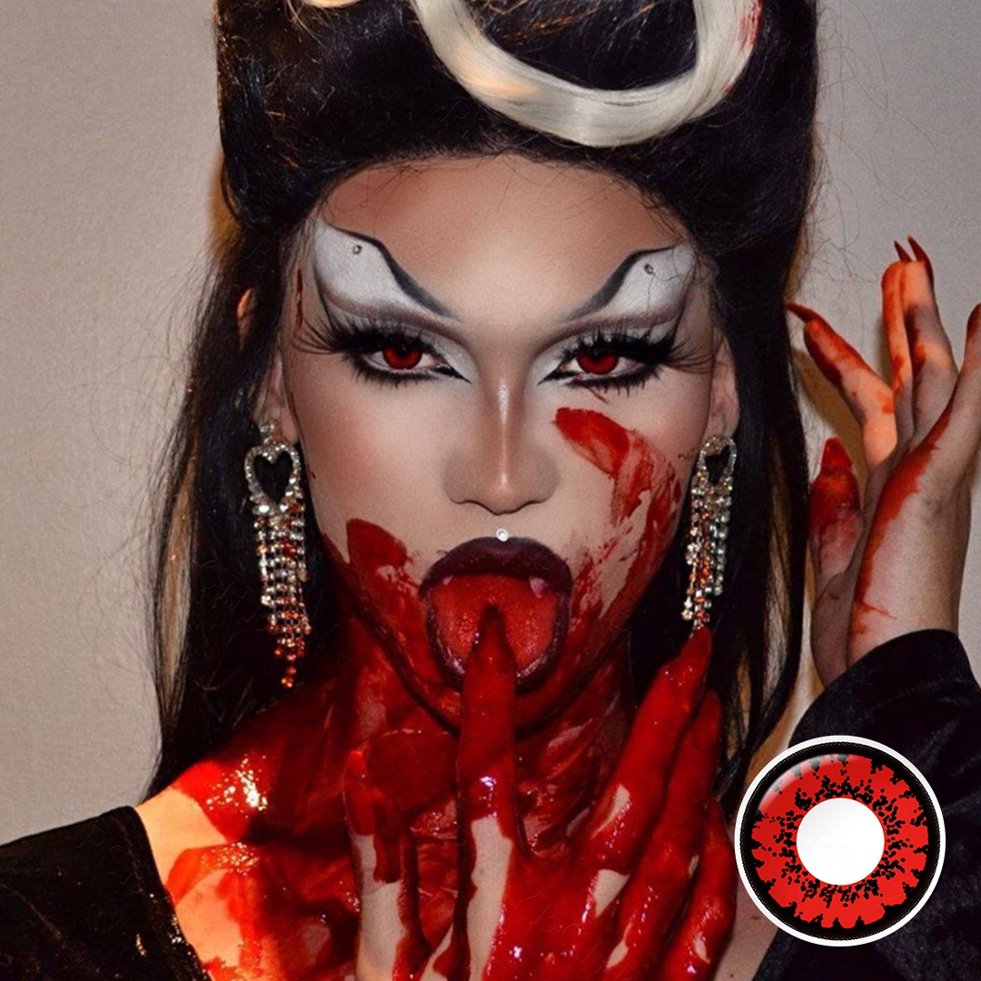 Blood-Splatter Eclipse Red Costume Yearly Contact Lenses | 2 Pcs