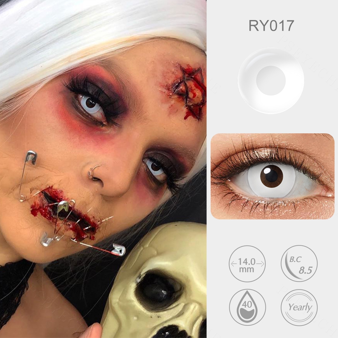 Pure White Costume Prescription Yearly Contact Lenses