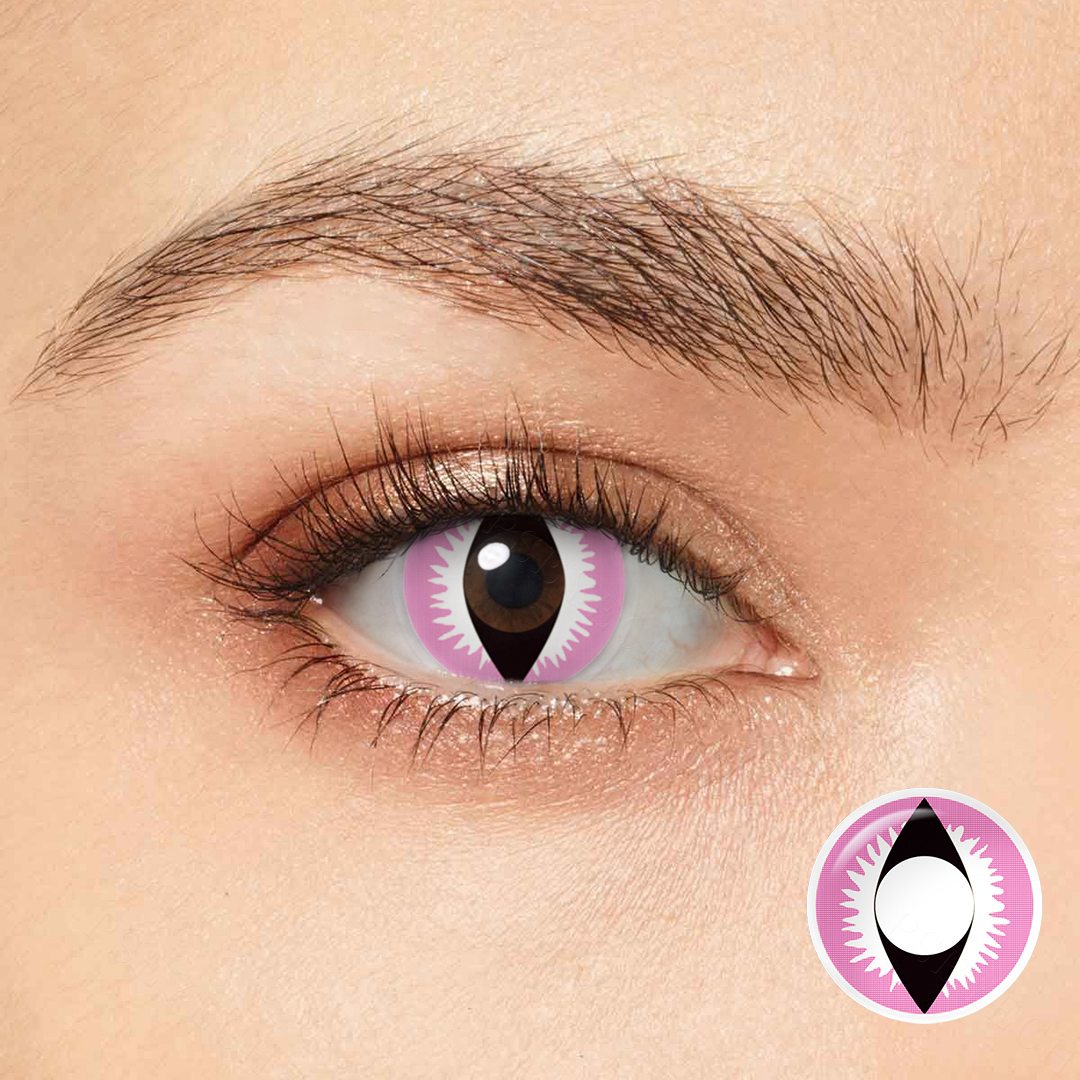Cat Eye Pink Costume Yearly Contact Lenses | 2 Pcs