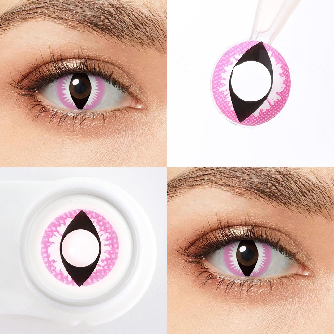 Cat Eye Pink Costume Yearly Contact Lenses | 2 Pcs