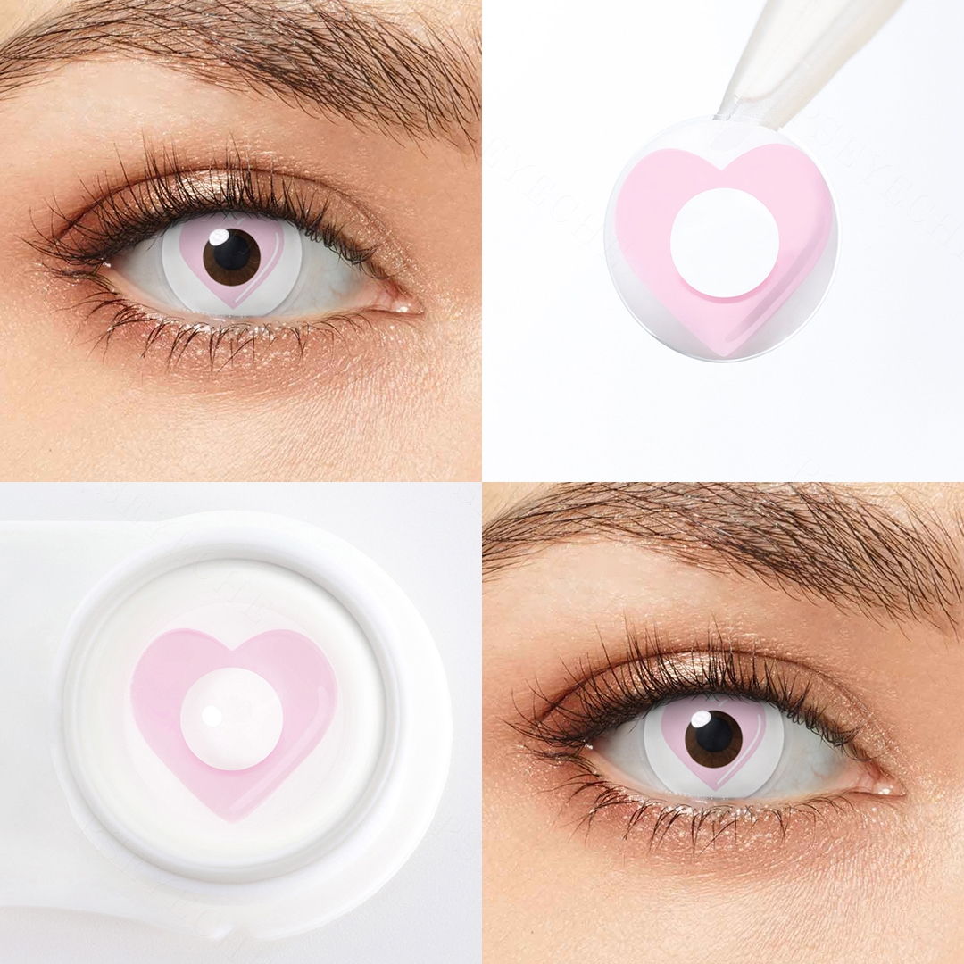Falling in Love Pink Costume Yearly Contact Lenses