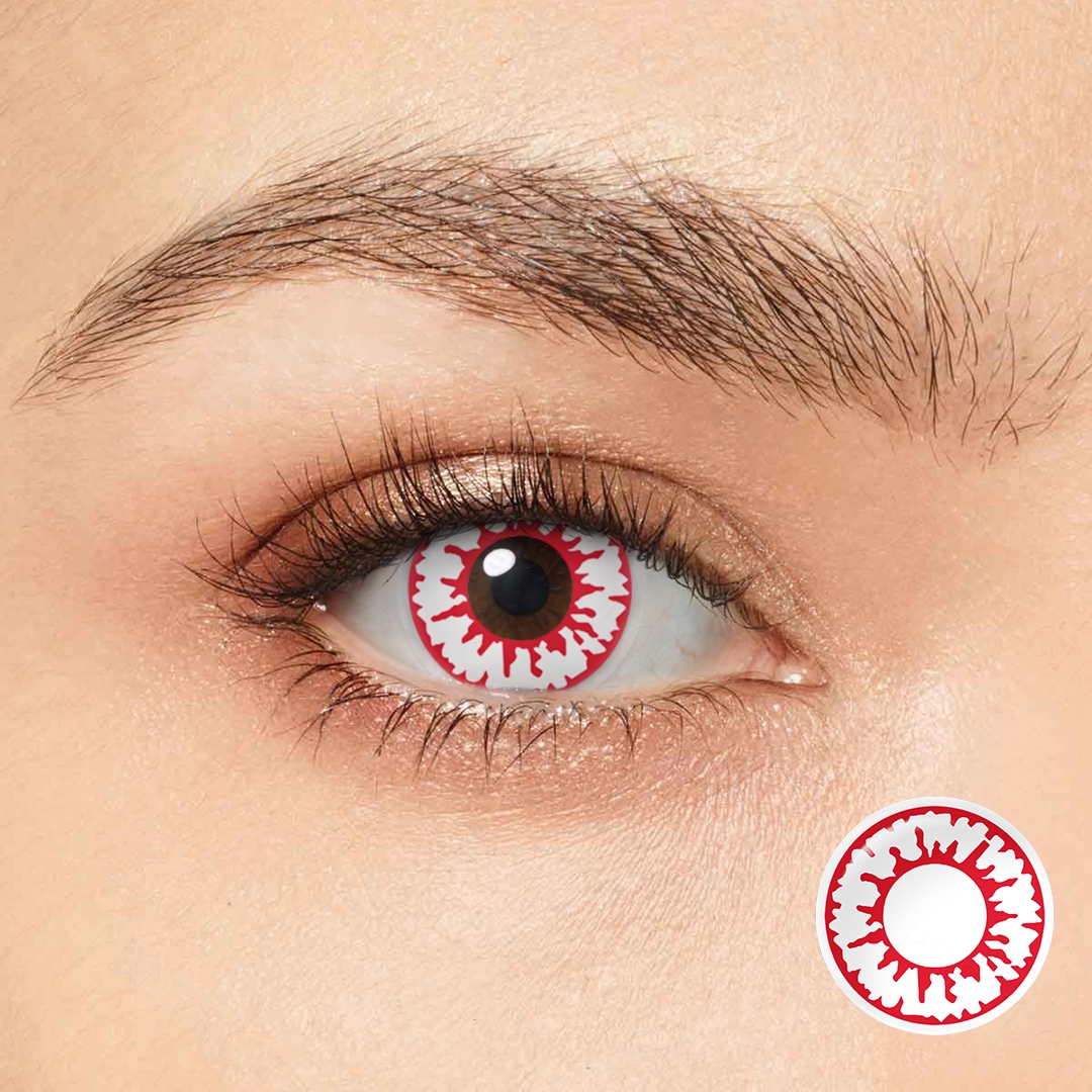 Crimson Capillaries White Costume Yearly Contact Lenses | 2 Pcs