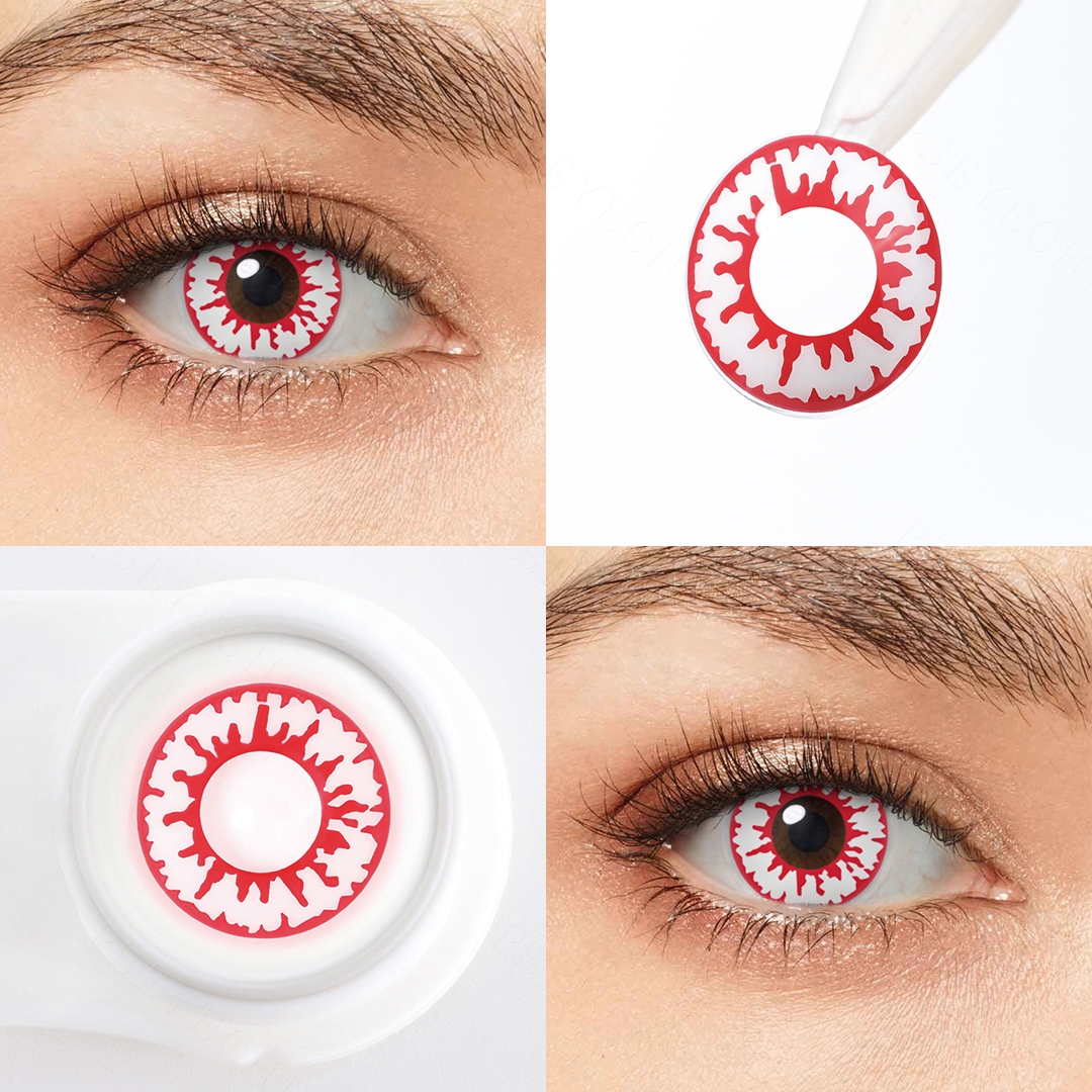 Crimson Capillaries White Costume Yearly Contact Lenses | 2 Pcs