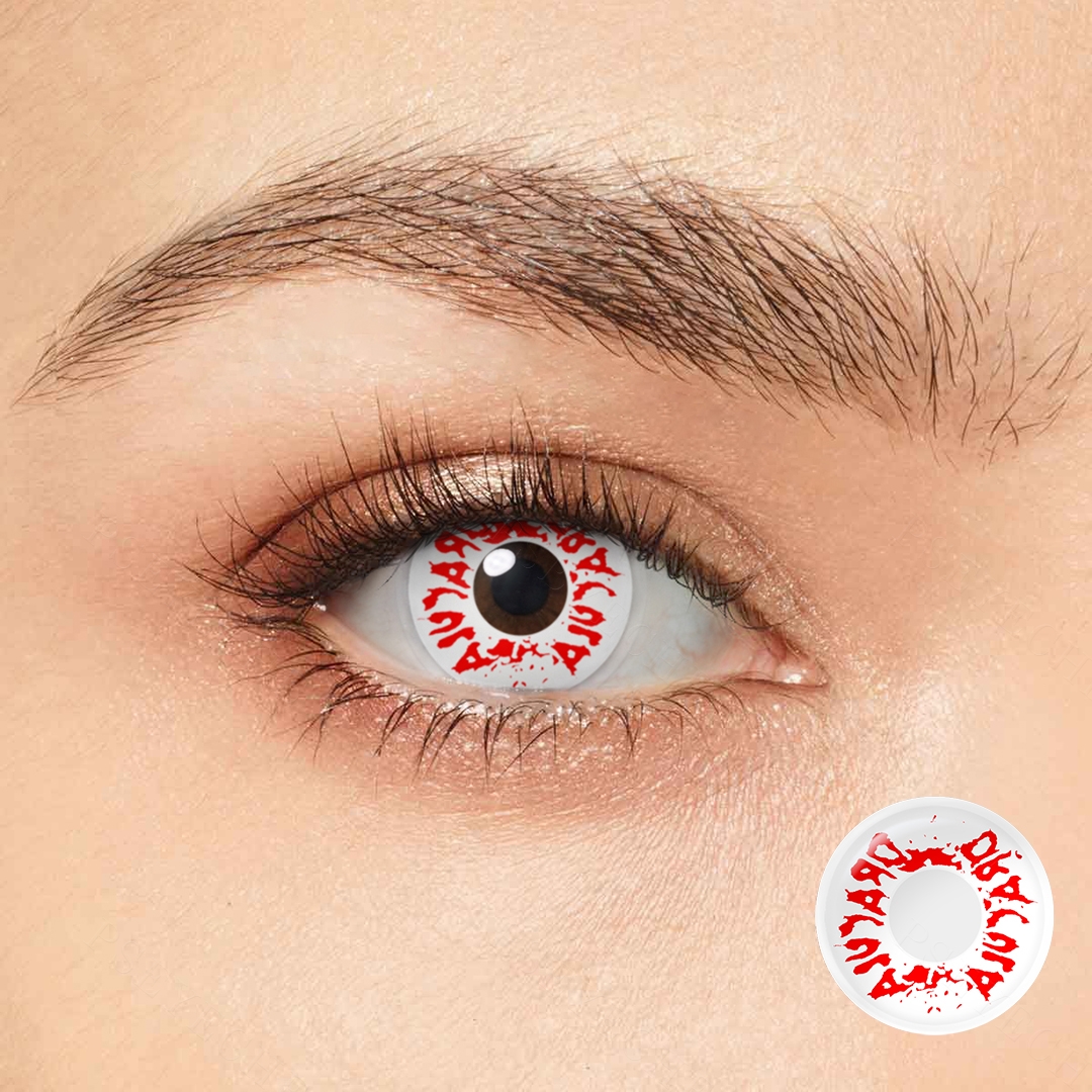 Scarlet Script White Costume Yearly Contact Lenses | 2 Pcs