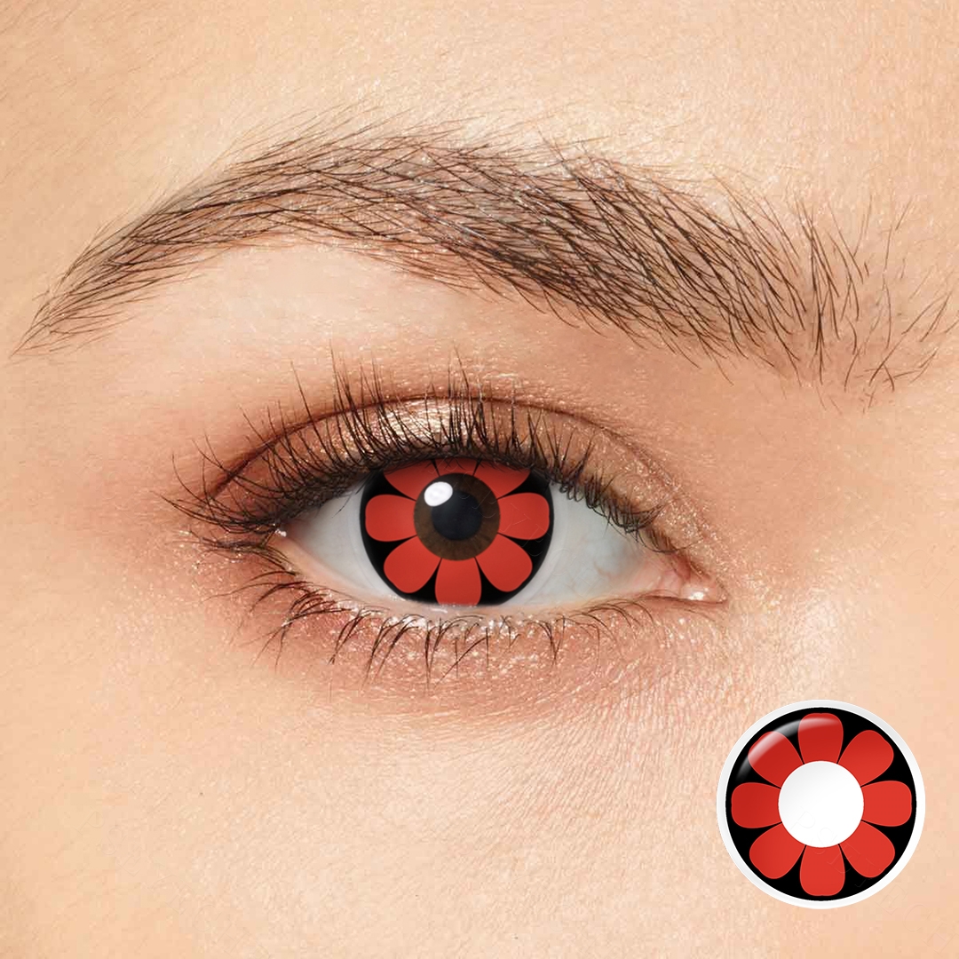 Midnight Poppy Red Costume Yearly Contact Lenses | 2 Pcs