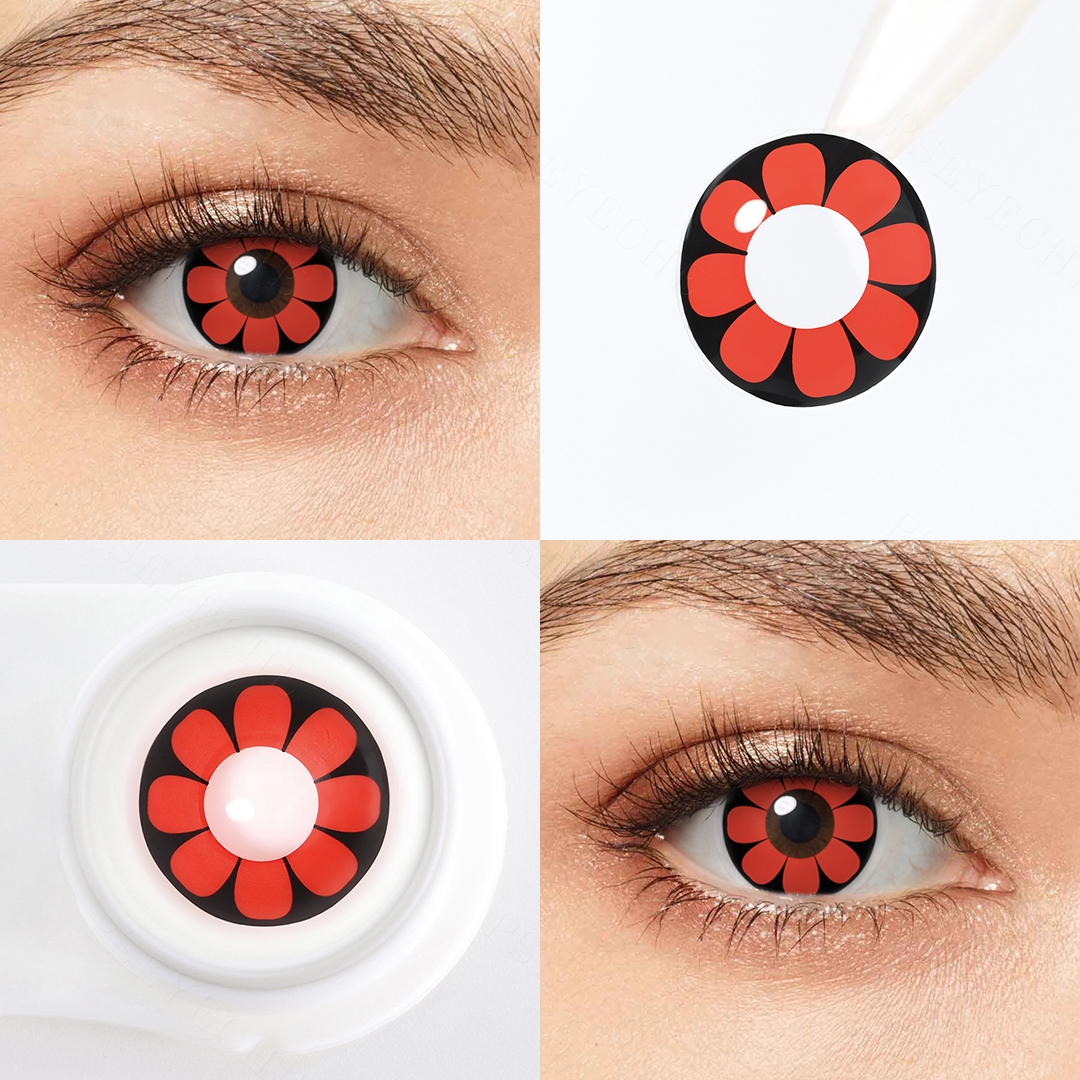 Midnight Poppy Red Costume Yearly Contact Lenses | 2 Pcs