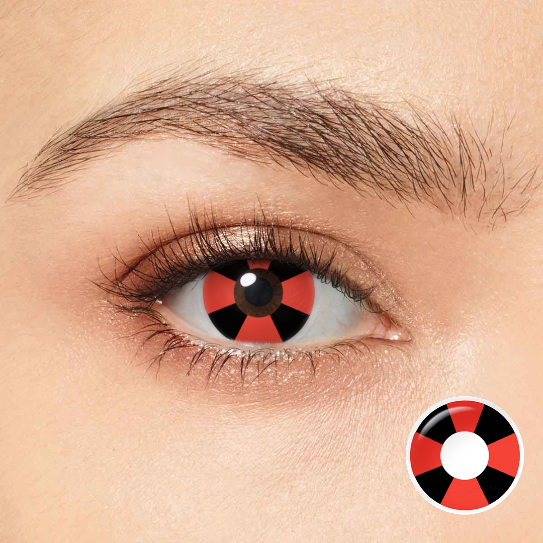 Crimson Pinwheel Red Costume Yearly Contact Lenses | 2 Pcs