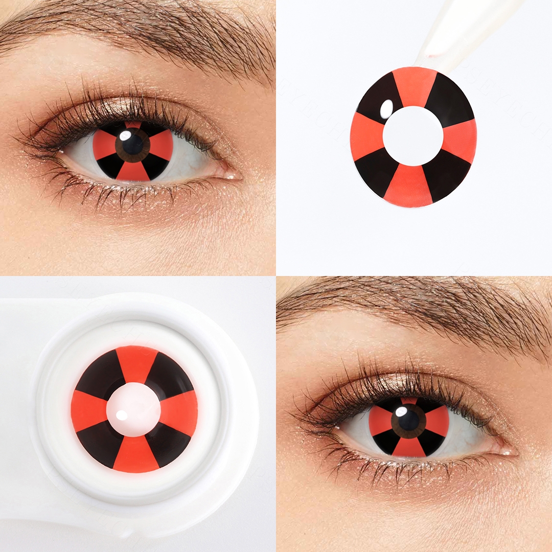 Crimson Pinwheel Red Costume Yearly Contact Lenses | 2 Pcs