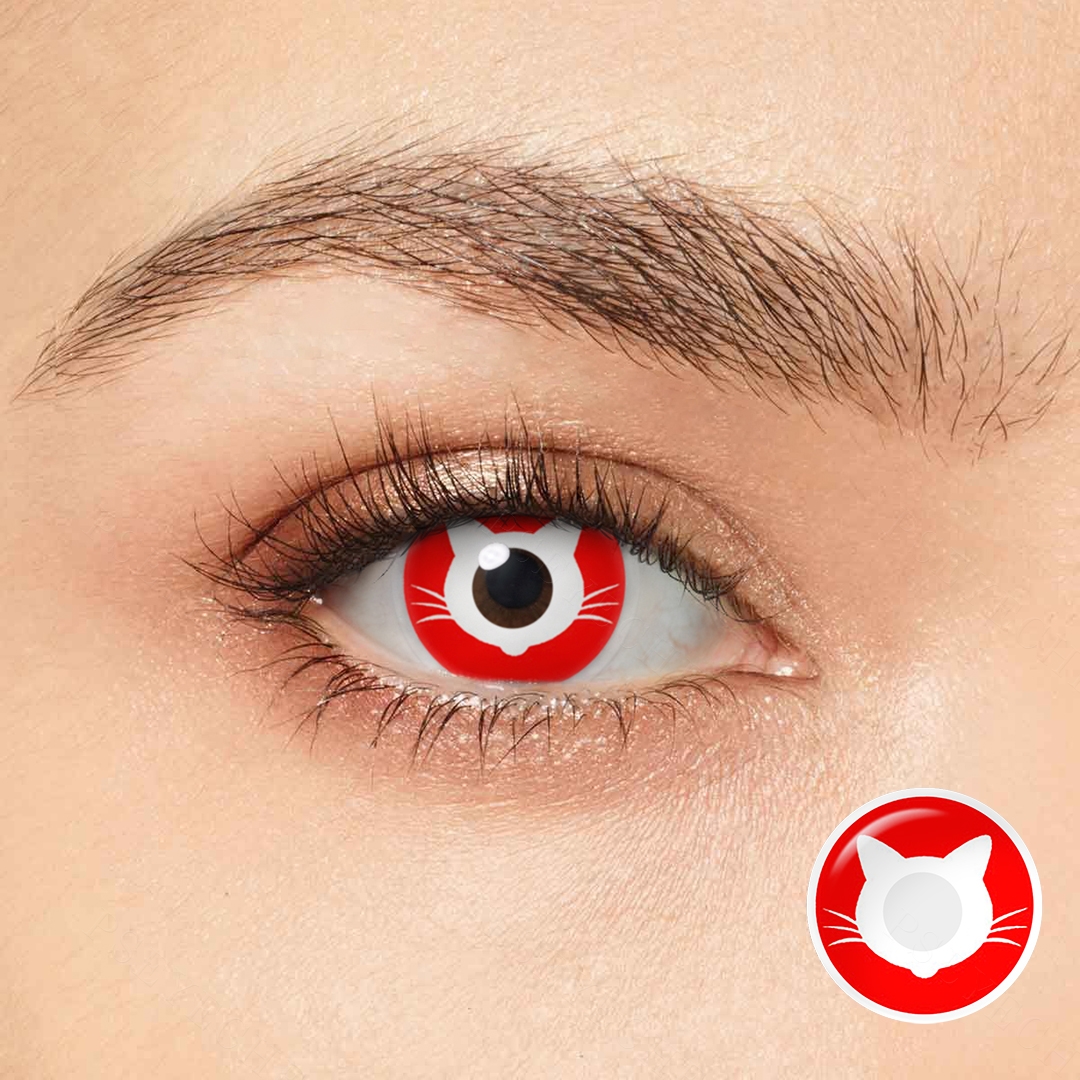 Scarlet Cat Red Costume Yearly Contact Lenses | 2 Pcs