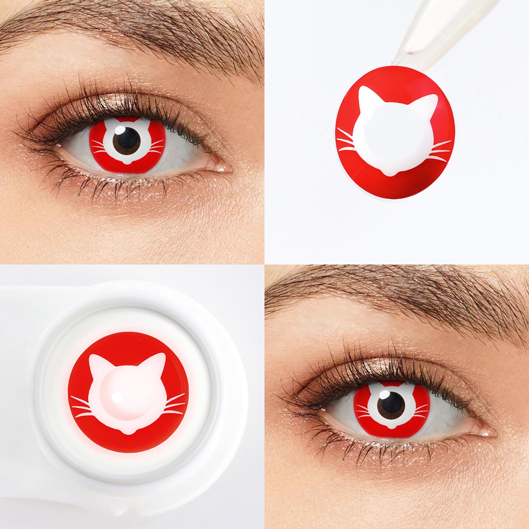 Scarlet Cat Red Costume Yearly Contact Lenses | 2 Pcs