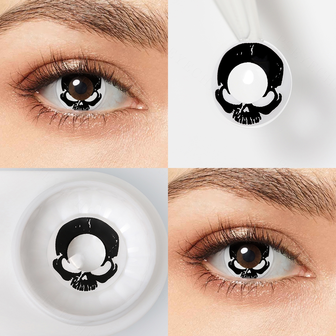Cool Skull Black Costume Yearly Contact Lenses