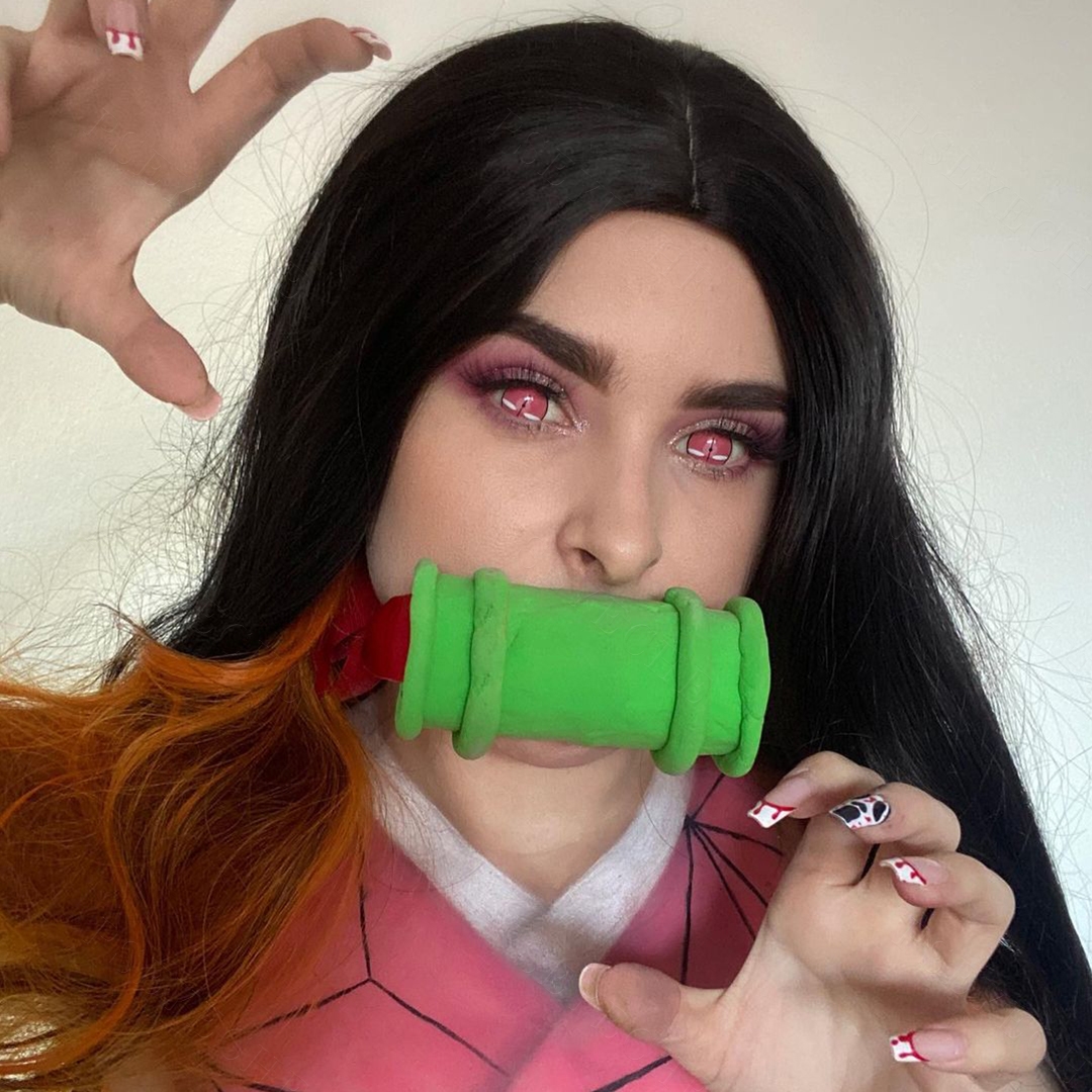 Cursed Gaze Pink Costume Yearly Contact Lenses