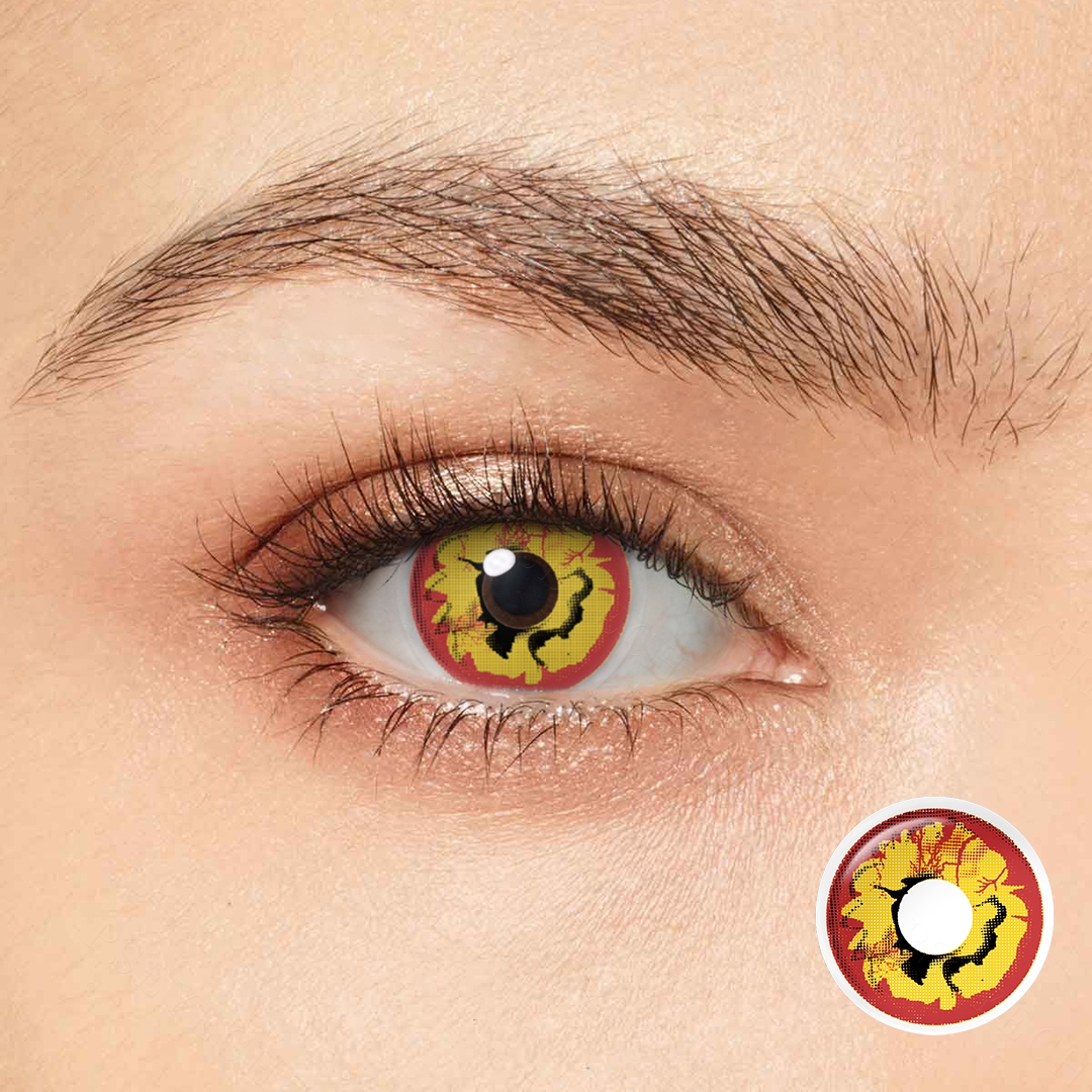 Fractured Sun Yellow Costume Yearly Contact Lenses | 2 Pcs