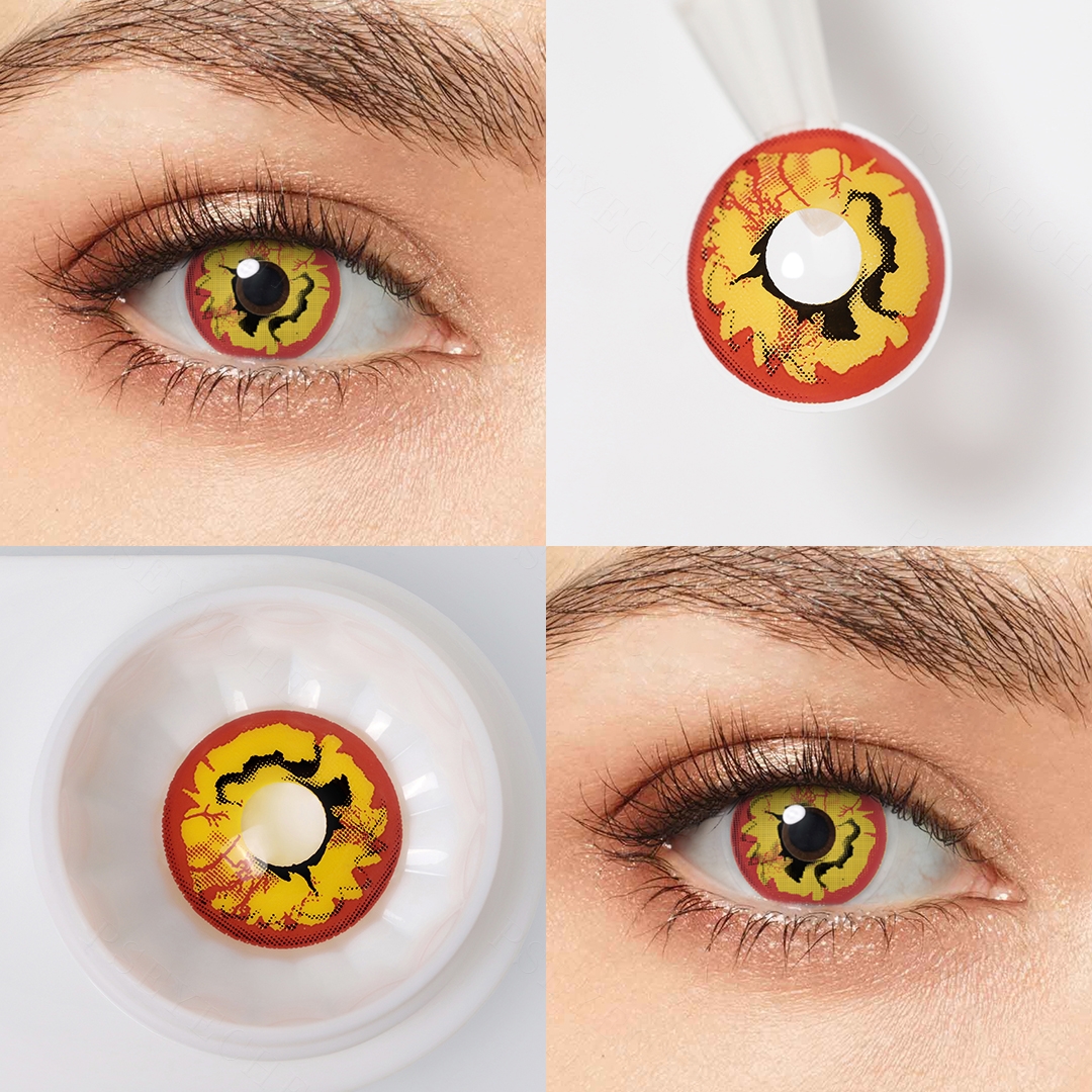 Fractured Sun Yellow Costume Yearly Contact Lenses | 2 Pcs