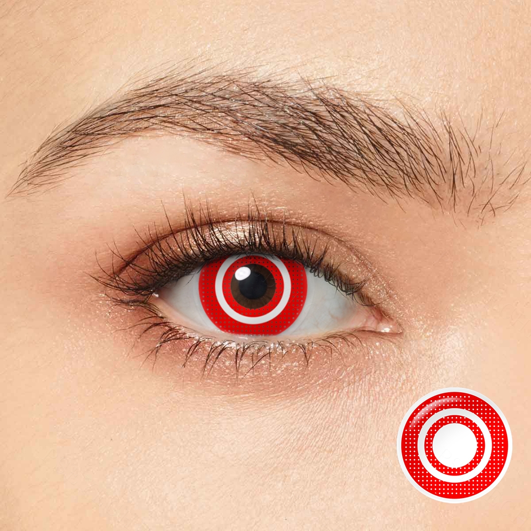 Dotted Target Red Costume Yearly Contact Lenses | 2 Pcs