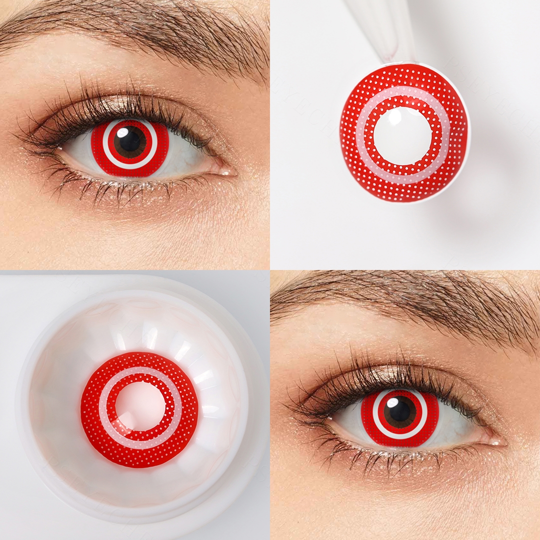 Dotted Target Red Costume Yearly Contact Lenses | 2 Pcs