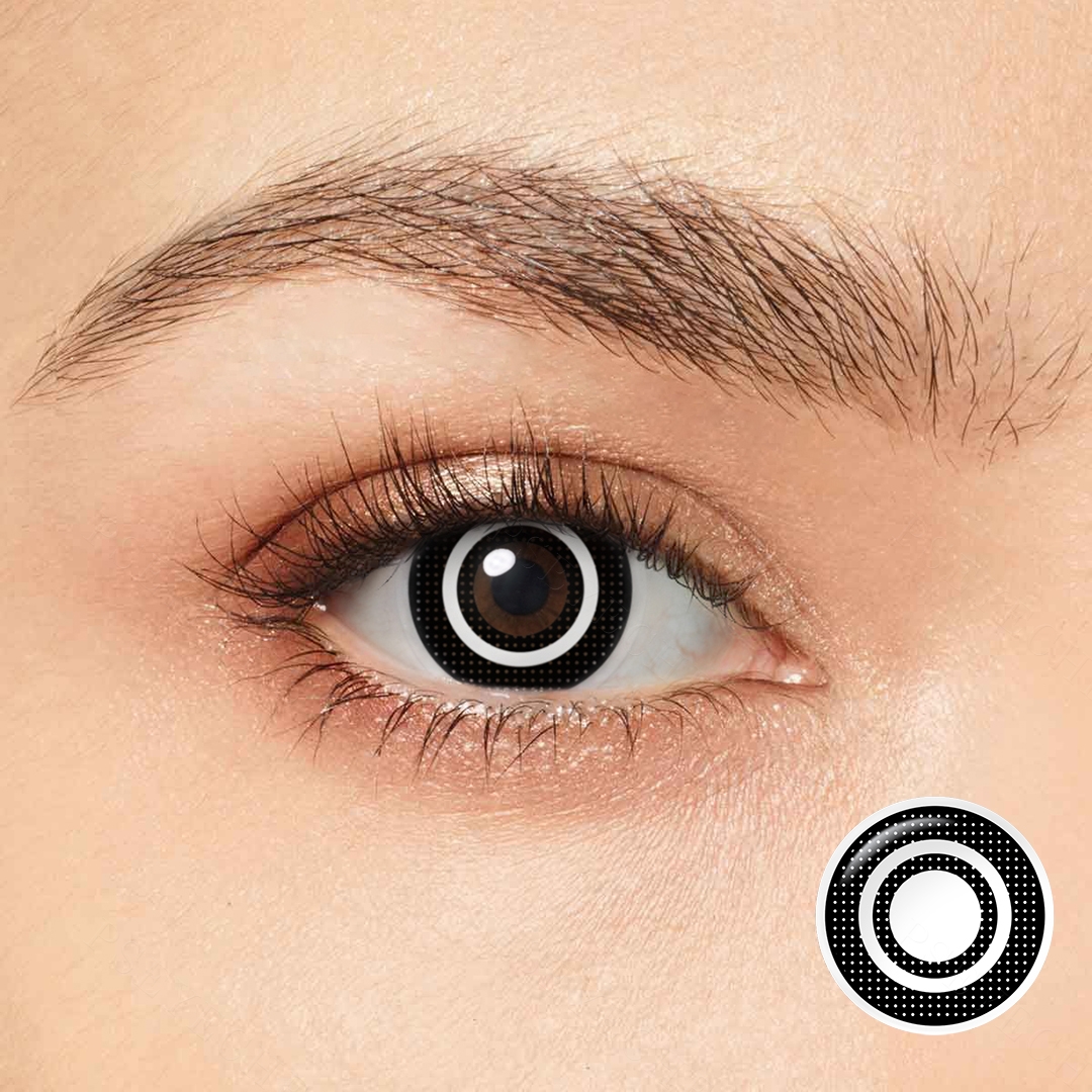 Monochrome Target Black Costume Yearly Contact Lenses | 2 Pcs