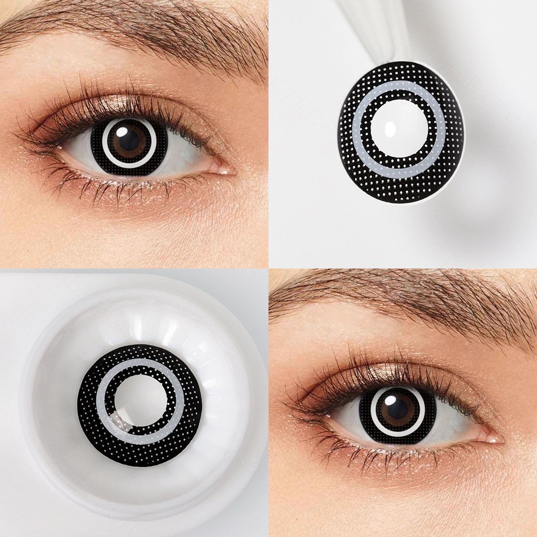 Monochrome Target Black Costume Yearly Contact Lenses | 2 Pcs