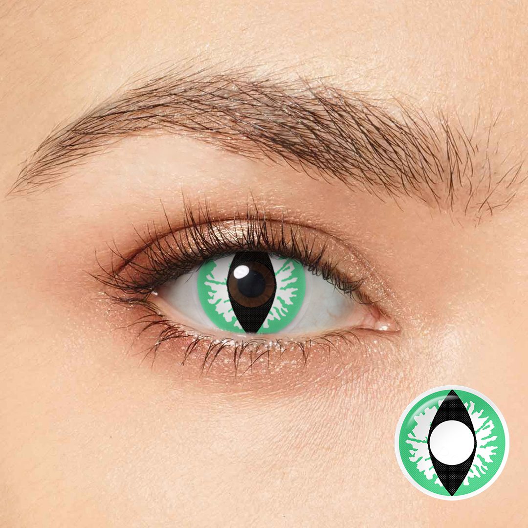 Cat Eye Green Costume Yearly Contact Lenses | 2 Pcs