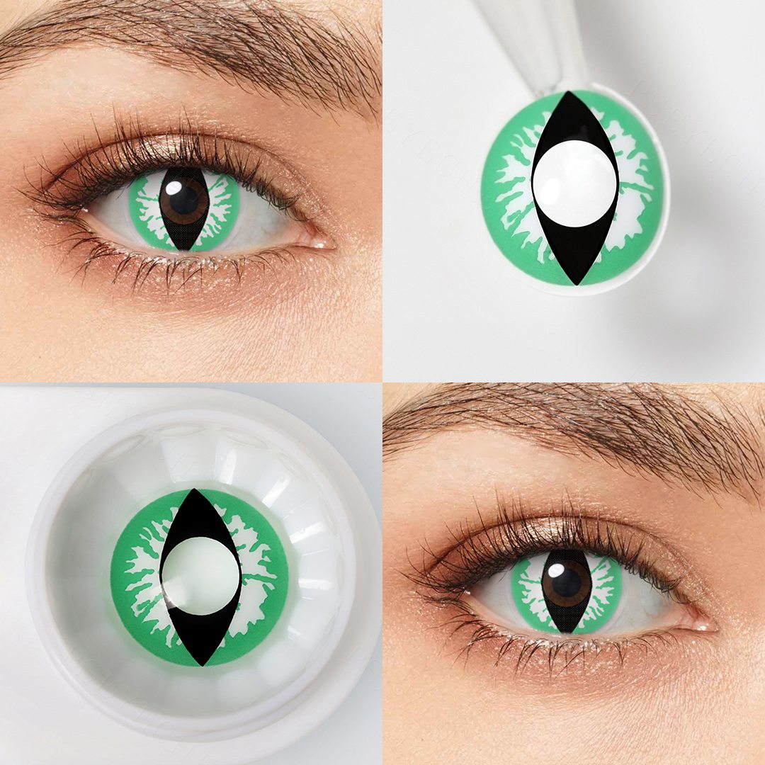 Cat Eye Green Costume Yearly Contact Lenses | 2 Pcs
