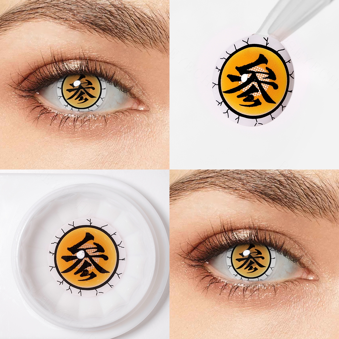 Lentes de contacto anuales con el disfraz de Akaza de Demon Slayer