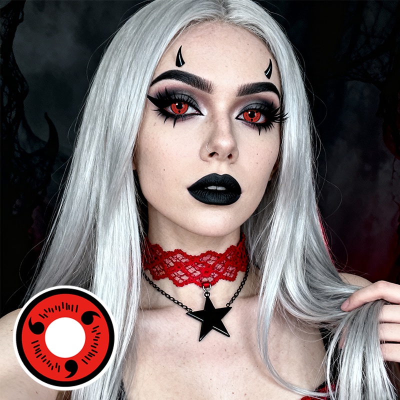 Magatama Red Costume Yearly Contact Lenses
