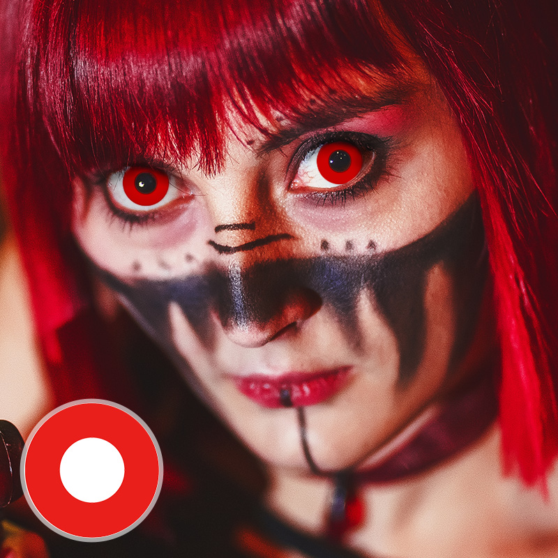 Pure Red Halloween Contact Lenses