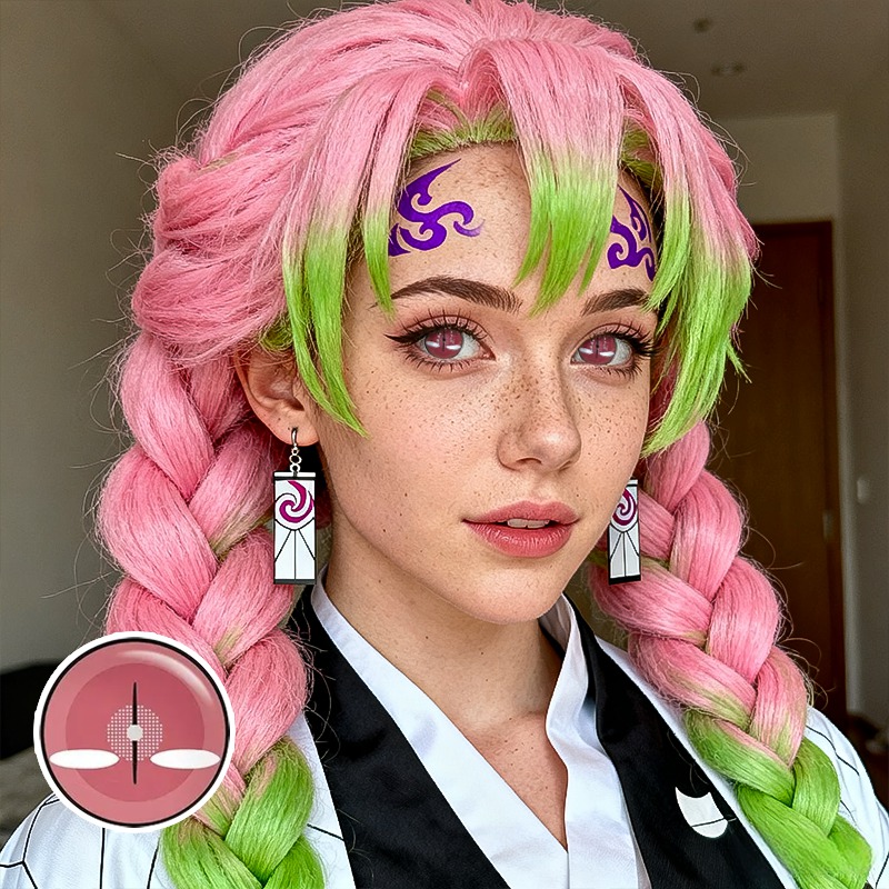 Cursed Gaze Pink Costume Yearly Contact Lenses
