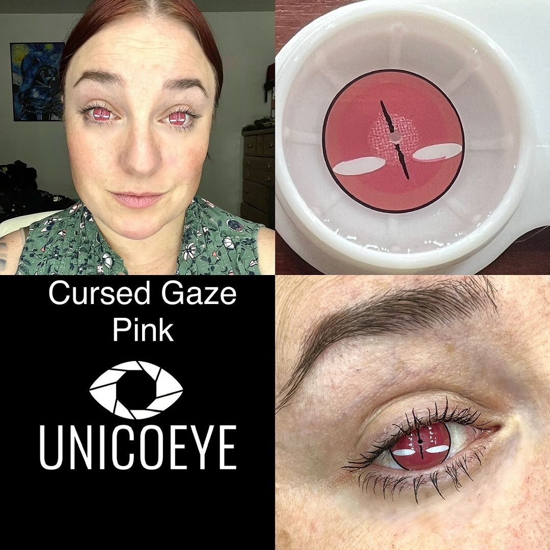 Cursed Gaze Pink Costume Yearly Contact Lenses