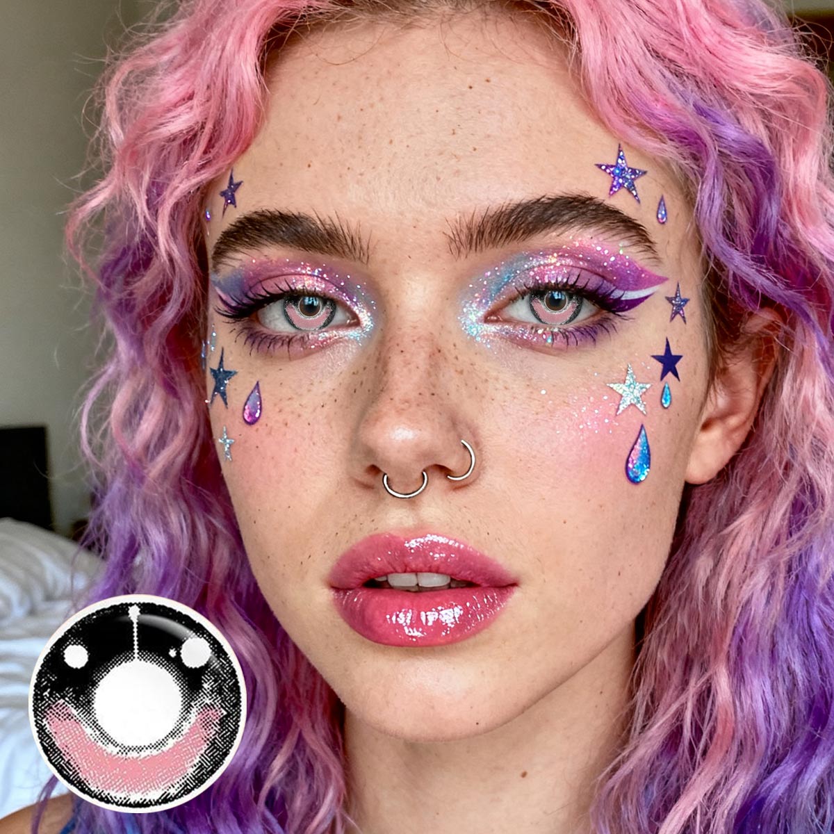 Happy Ghost Pink Costume Yearly Contact Lenses