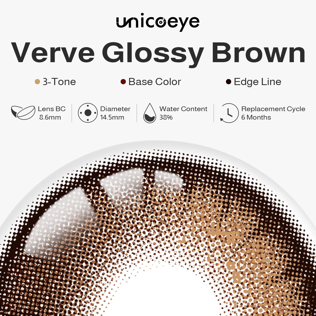 Verve Glossy Brown 6 Months Contact Lenses | 2 Pcs
