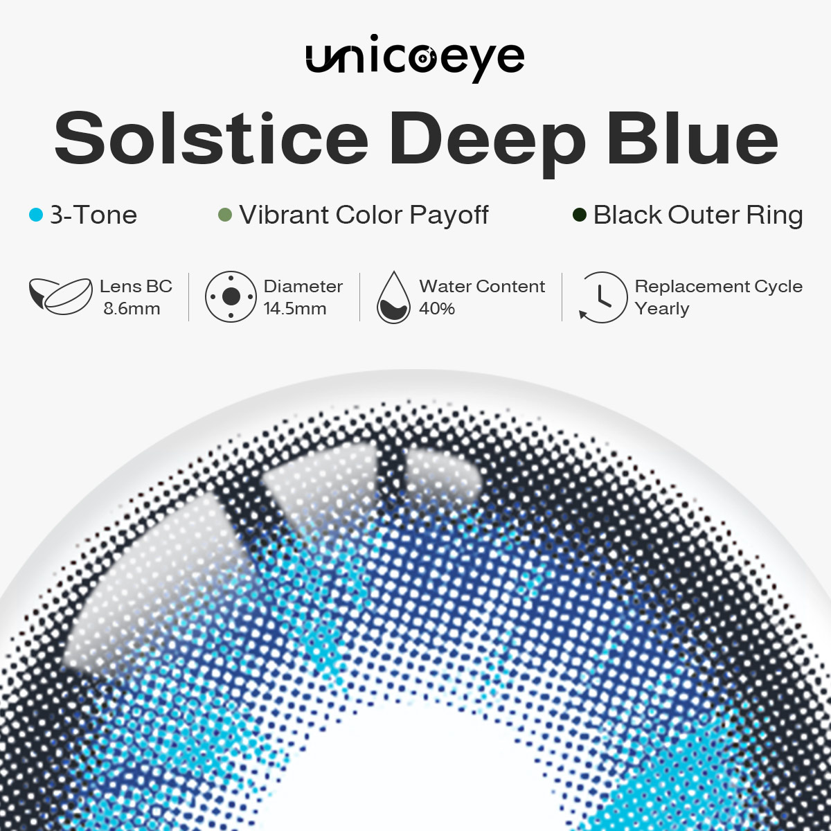 Solstice Deep Blue Yearly Contact Lenses | 2 Pcs