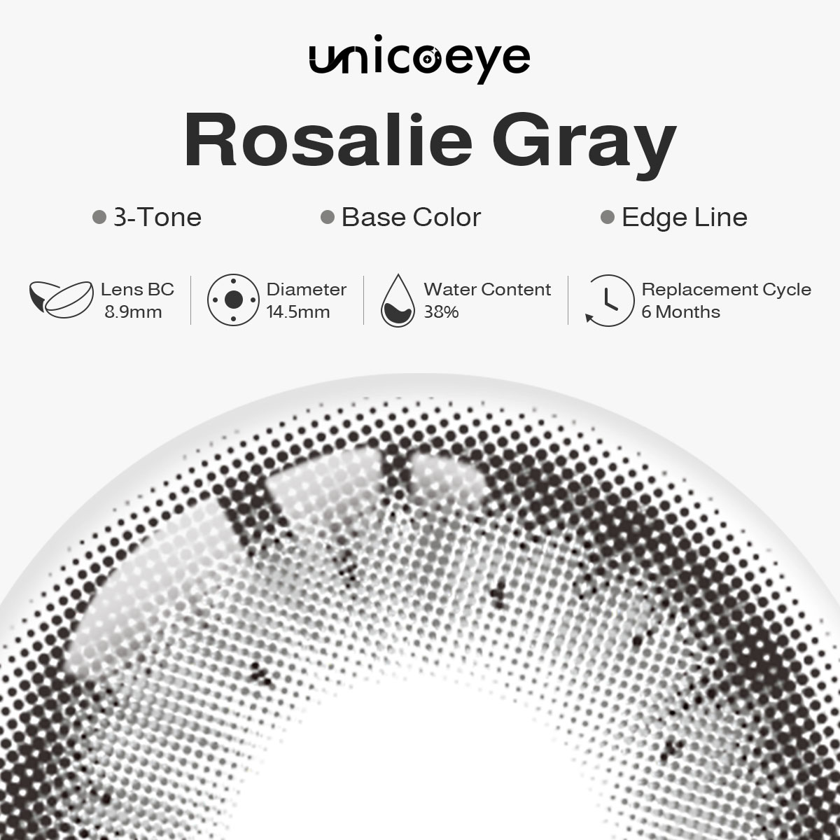 Rosalie Gray 6 Months Contact Lenses