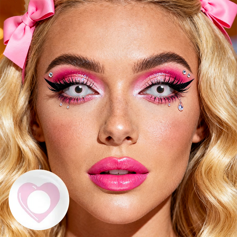 Falling in Love Pink Costume Yearly Contact Lenses
